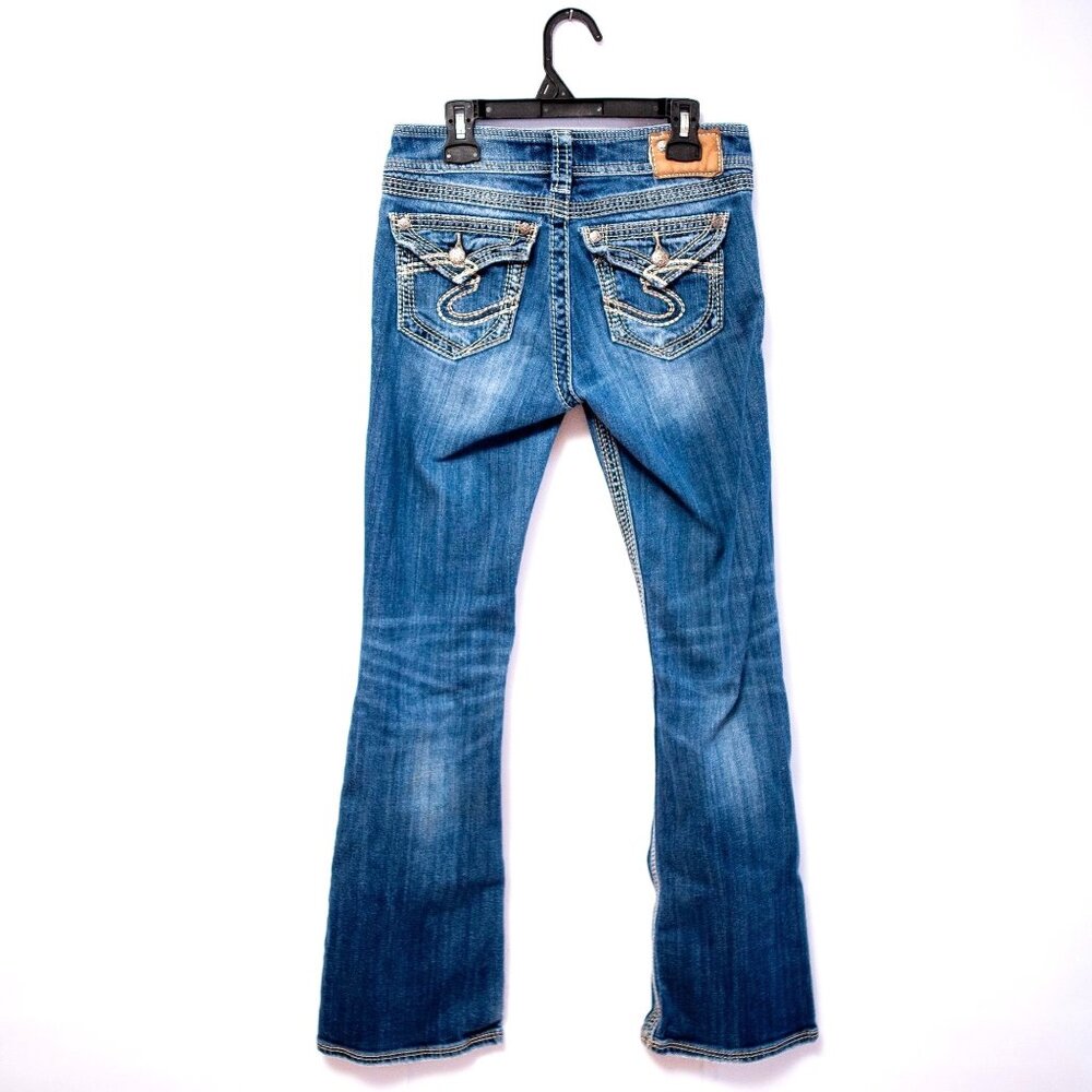Y2K Silver Jeans Suki Surplus Low Rise Bootcut Jeans Womens W26 L32 Embellished